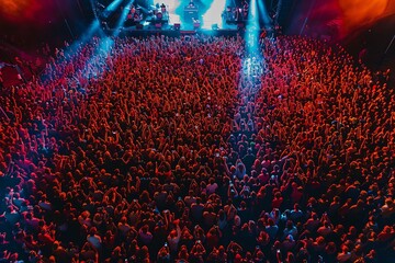 Drone Shot of Concert Crowd and Stage