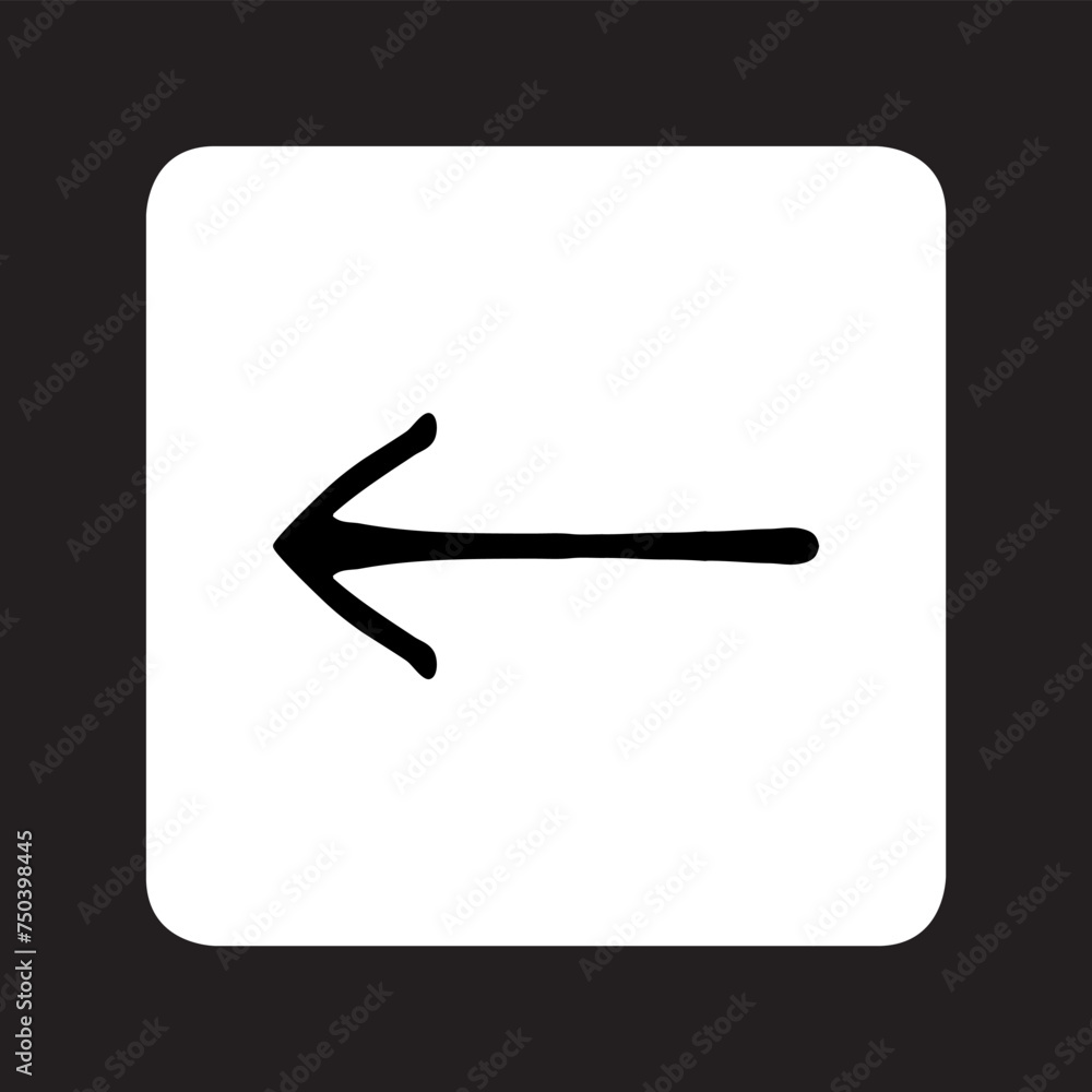 Poster left arrow icon vector. previous logo design. move backward vector icon illustration in square isola