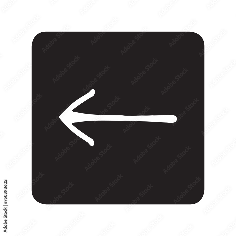 Poster left arrow icon vector. previous logo design. move backward vector icon illustration in square isola