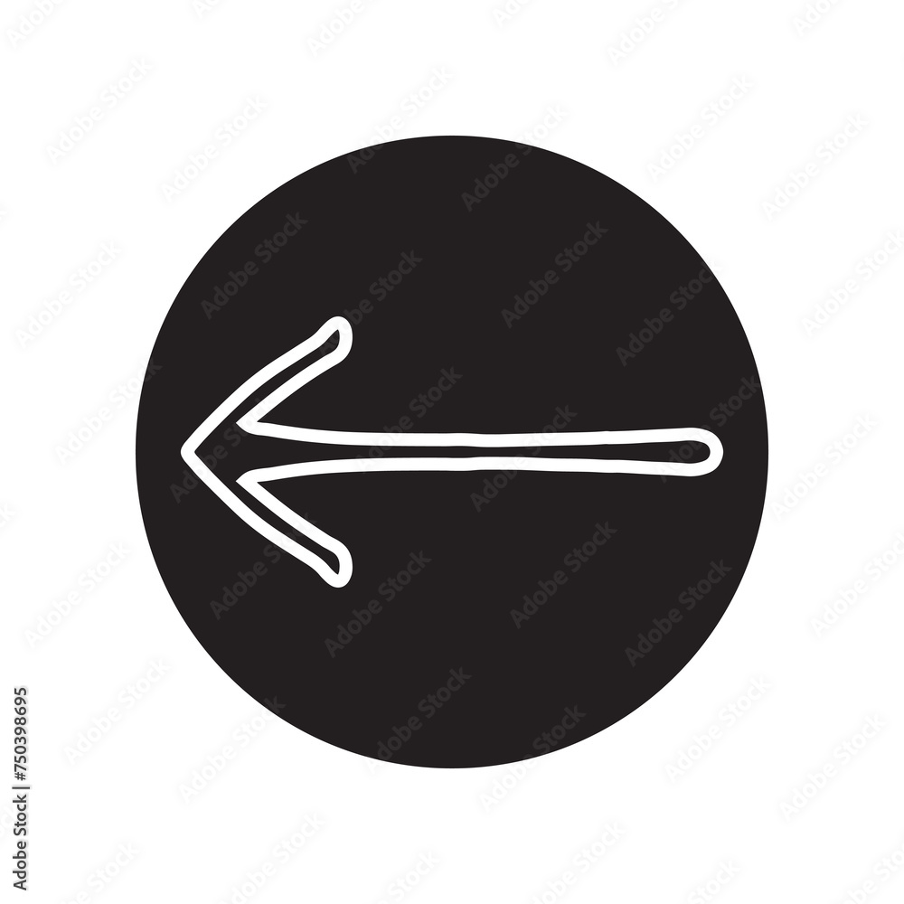Poster left arrow icon vector. previous logo design. move backward vector icon illustration in circle isola
