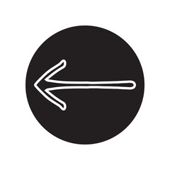 Left arrow icon vector. Previous logo design. Move backward vector icon illustration in circle isolated on white background