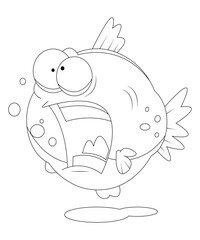 Fish Cartoon Coloring Page