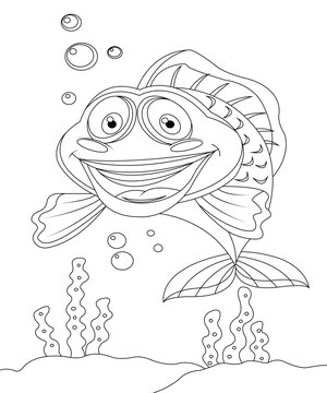 Fish Cartoon Coloring Page