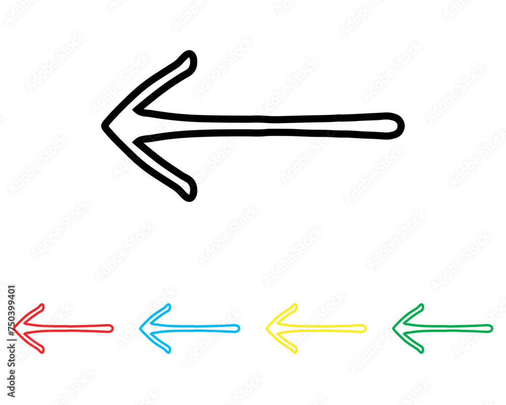 Poster left arrow icon vector. previous icon sign symbol in trendy flat style. set elements in colored icon