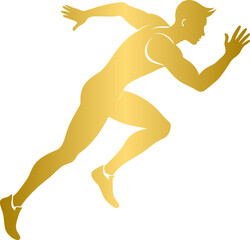 Fototapeta na wymiar Golden Athletics (Track and Field) Sport Silhouette Design Icon Logo