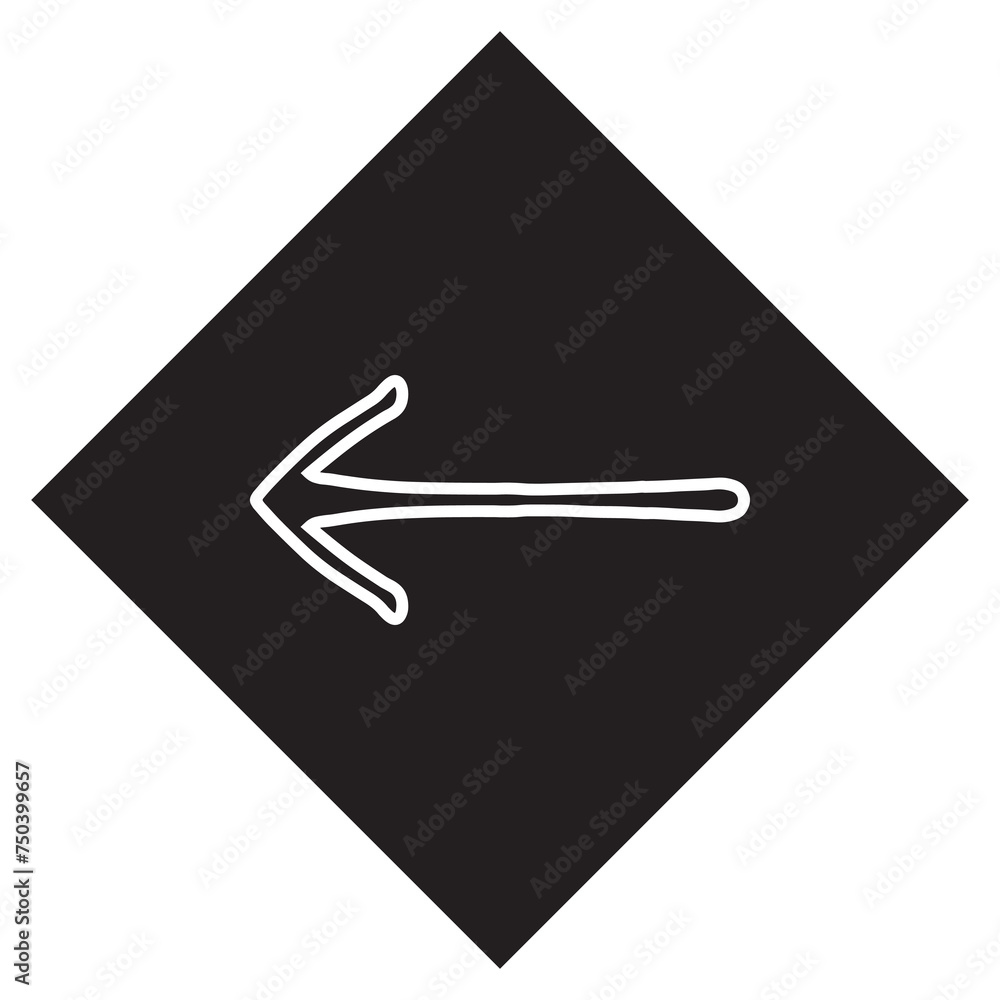 Poster left arrow icon vector. previous logo design. move backward vector icon illustration in rhombus isol