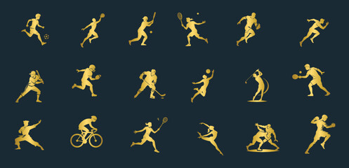 Different Sports Silhouette Design Icon Logos