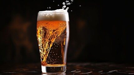 Refreshing lager beer with frothy foam in glass, perfect drink for summer at pub or brewery - obrazy, fototapety, plakaty
