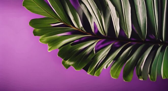 A Single Green Leaf on Purple