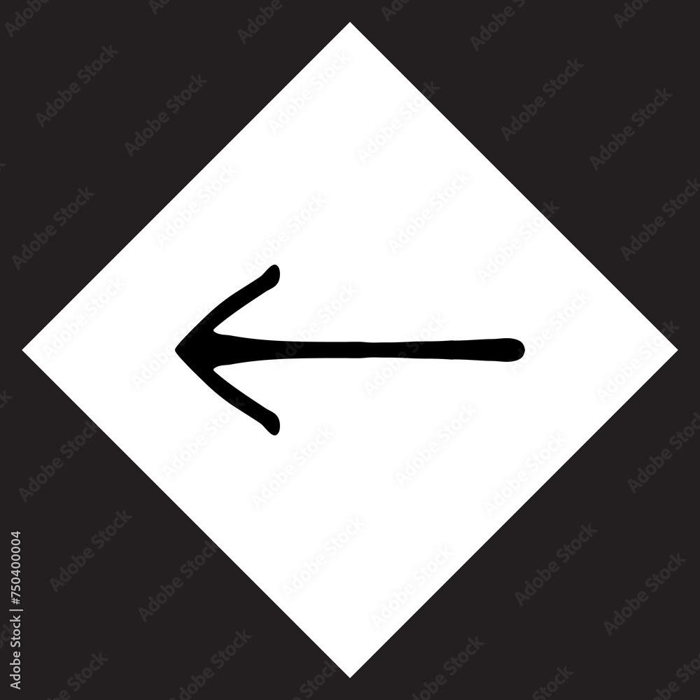 Poster left arrow icon vector. previous logo design. move backward vector icon illustration in rhombus isol