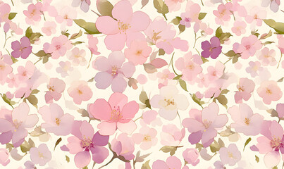 Watercolor cherry blossom pattern, Generative AI 