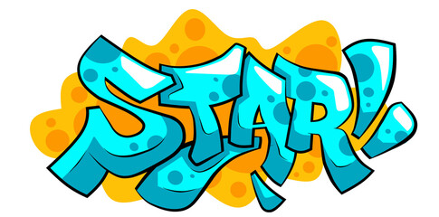 Star word graffiti text font sticker illustration 