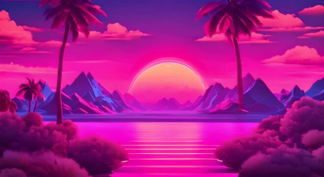 Pink Panorama, A Breathtaking View of a Retro Paradise