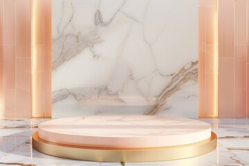 marble Podium stand studio room luxury gold color background 3d pedestal platform background....