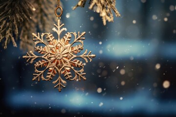 Fototapeta na wymiar Close-up of a vintage snowflake ornament.