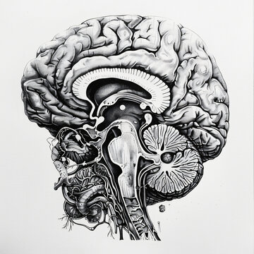 Human central organ brain anatomy drawing abstract 