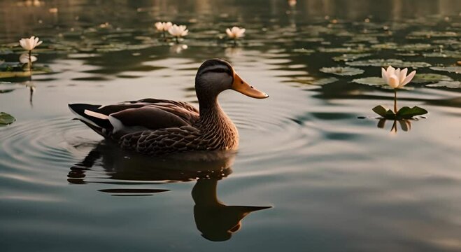 A Mallard Duck Floating Peacefully on a Body of Water