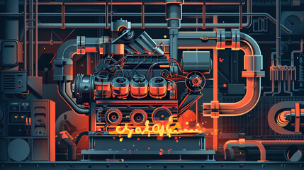 Illustration of a combustion engine