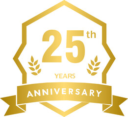 Golden 25th years Anniversary premium badge design
