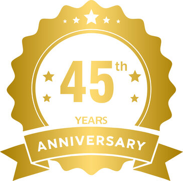 Golden 45th years Anniversary premium badge design