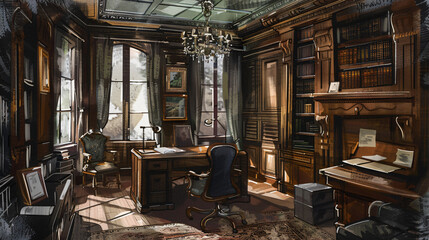 Obraz na płótnie Canvas Illustration of the study office