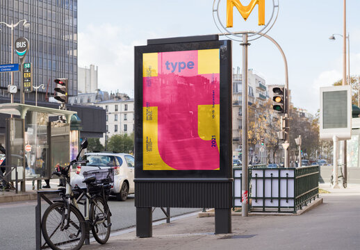 Mockup of customized sign on sidewalk