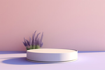 Lavender Dream, 3D Podium Bathed in Morning Light, Perfect for Your Floral Display