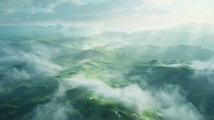 Landscape of hills and shade from the clouds
