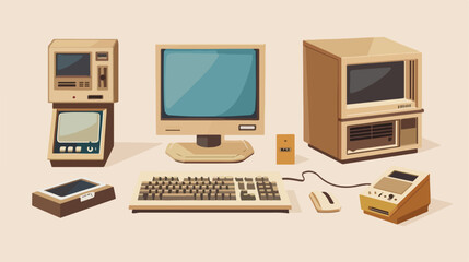 Computer Theme Scanner Elements Vector