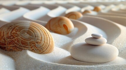 Fototapeta na wymiar Sand pattern with a Zen motif