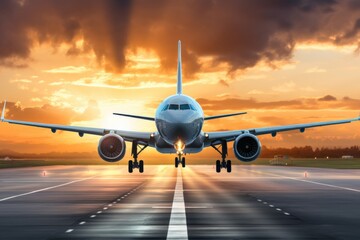 Fototapeta na wymiar passenger aircraft take off from airport runway