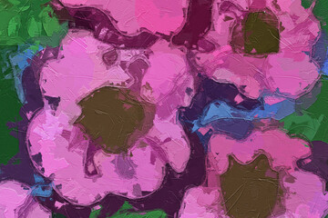 Oil paintings and various flowers, chrysanthemums, and butterflies are beautiful
