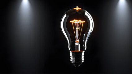 glassy light bulb on a black background. light bulb on a black background