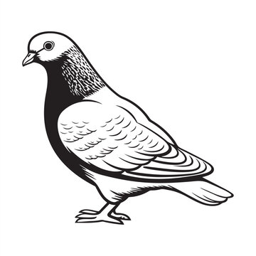 Pigeon Vector Images, illustration design on a black and white background