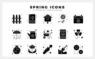 15 Spring Glyph icon pack. vector illustration.