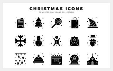 15 Christmas Glyph icon pack. vector illustration.