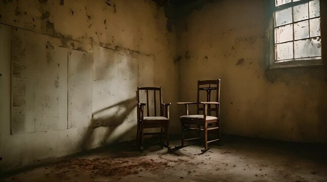 A Silent Sentinel, The Rocking Chair Stands Guard in a Forgotten Space