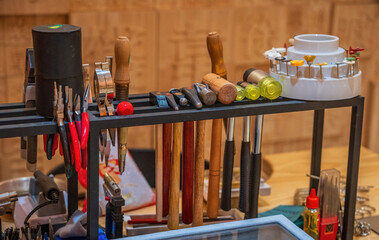 Jeweler's Workbench with Tools and Craft Supplies