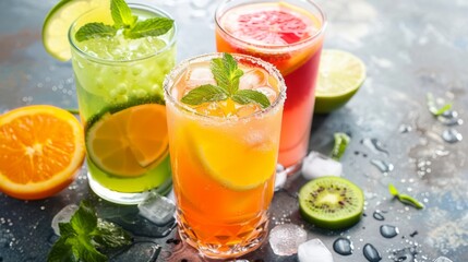 Fototapeta premium Refreshing Summer Drinks, Cool down with recipes for refreshing beverages from fruity smoothies