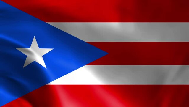 Puerto Rico flag video waving in wind. Realistic flag background. Close up view, perfect loop, 4K footage