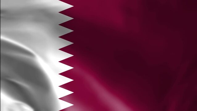 Qatar National Flag. National 3d Qatar flag waving. Flag of Qatar footage video waving in wind.