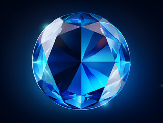 Illustration of a blue sapphire gemstone on dark background 