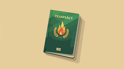 Green Passport Rosette with Fire Icon