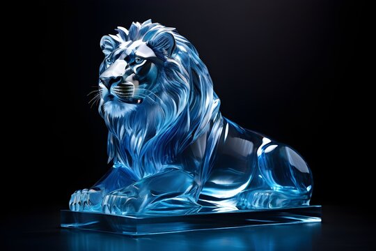 crystal glass sculpture of a lion