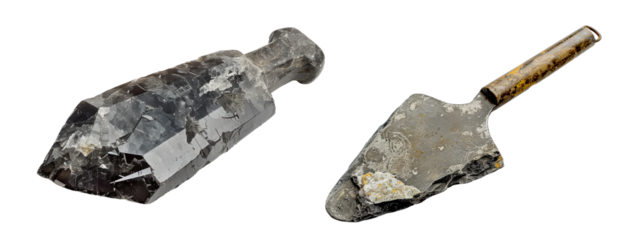 Assorted Primitive Stone Arrowheads on White Background - Archeological Stone Tools