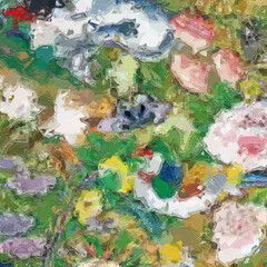 Oil paintings and various flowers, chrysanthemums, lotus leaves, birds, butterflies, and lotus flowers are beautiful