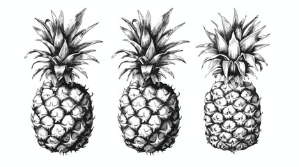 Hand-Drawn Pineapple Fruit Engrave Sketch