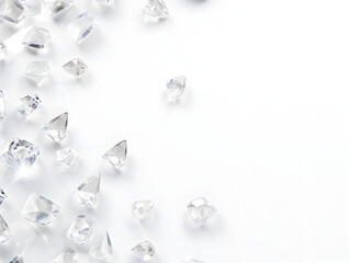 Abstract shiny diamond gemstones on white background 