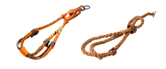 Climbing Rope and Traditional Rope Lasso Isolated on White Background for Outdoor Sports