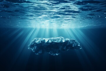 Global warming crisis. melting iceberg underwater view, hidden danger before climate change - obrazy, fototapety, plakaty
